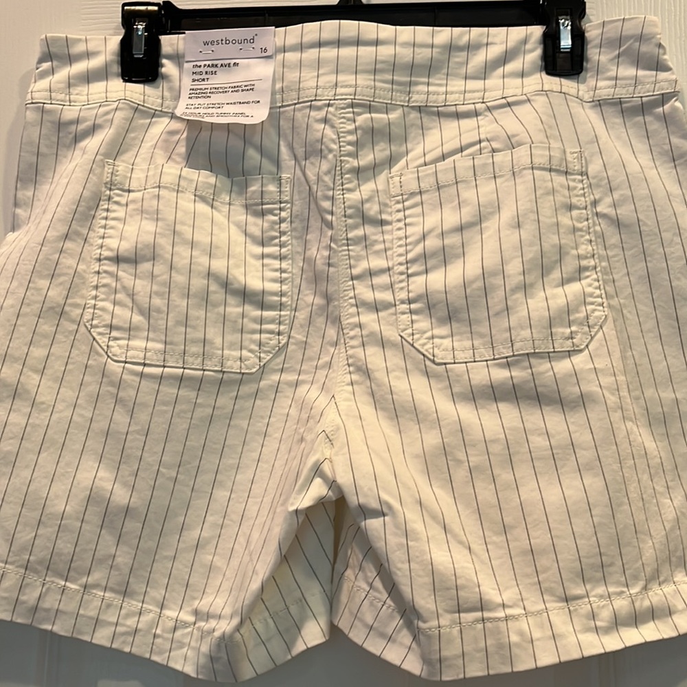 Westbound cream pinstripe mid rise shorts - Picture 2 of 5